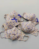 "Be Safe. Be Kind" Printed Heirloom Mask - Flower Garden, Purple