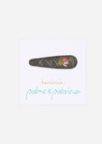 Handmade Barrette with Drooping Flower, Anthracite