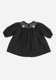 Smocked Heirloom Dress with Flowers, Anthracite