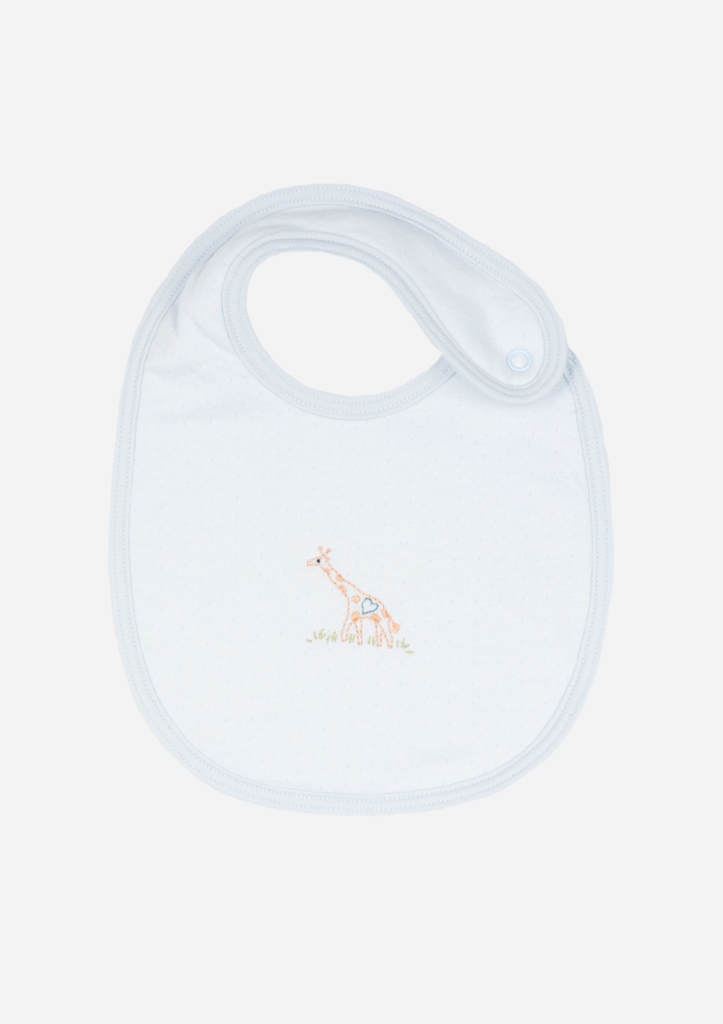 Big Heart Giraffe Bib, Sky Blue