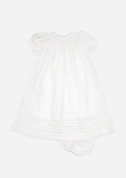 Smocked Heirloom Christening Gown, White