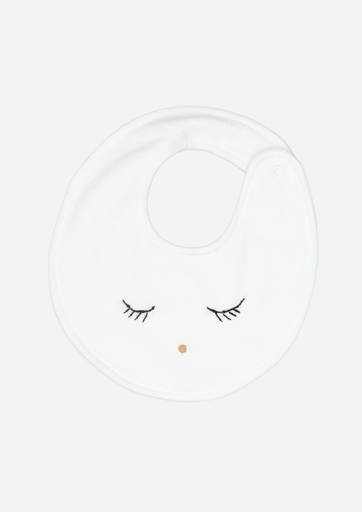 Sleepy Eyes & Button Nose Bib, Ivory