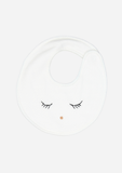 Sleepy Eyes & Button Nose Bib, Ivory