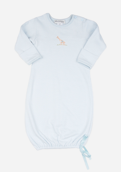 Big Heart Giraffe Baby Gown, Sky Blue