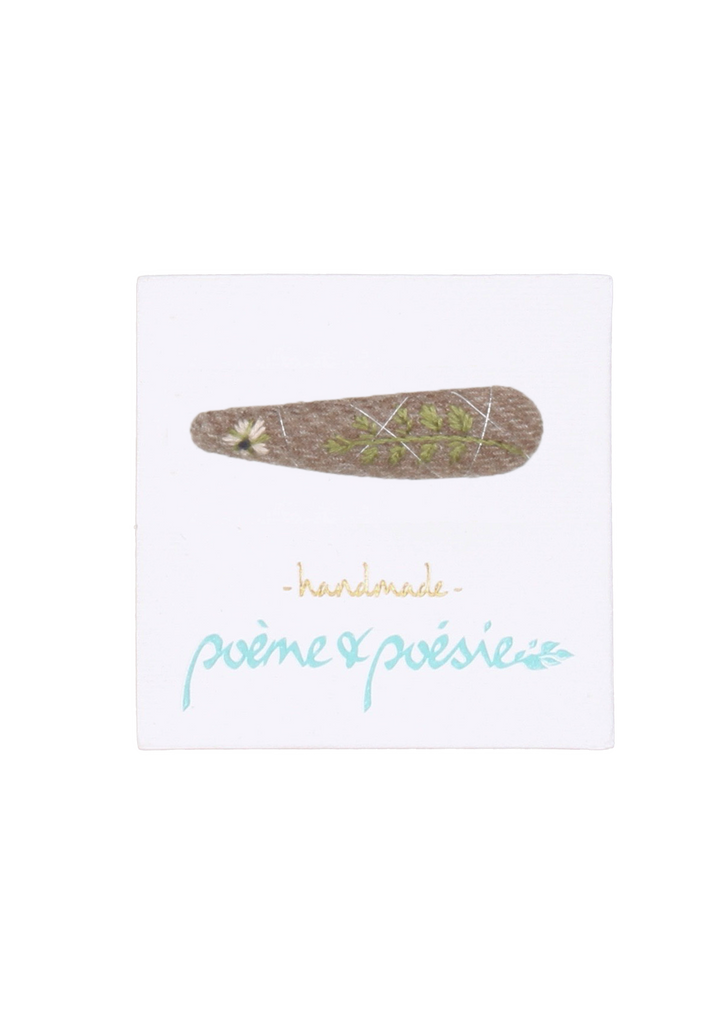 Handmade Barrette with Flower and Branch, Bark
