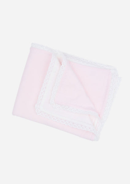 Modern Heirloom Blanket, Blush with White Lace