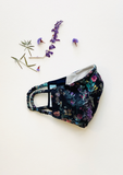 "Be Safe. Be Kind" Printed Heirloom Mask - Botanical Garden, Ebony