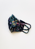 "Be Safe. Be Kind" Printed Heirloom Mask - Botanical Garden, Ebony