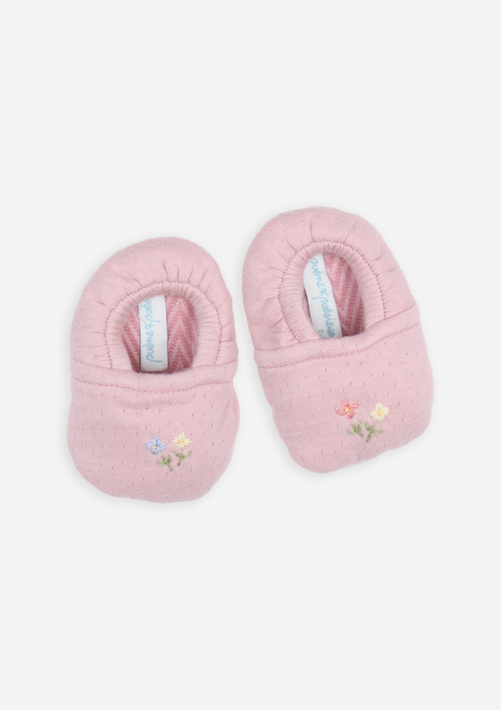Reversible Flowers in the Wind Booties, Dusty Rose