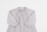 Long Sleeve Smocked Rib Day Gown, Slate