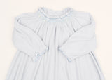 Long Sleeve Smocked Rib Day Gown, Sky Blue