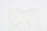 Long Sleeve Smocked Rib Day Gown, White