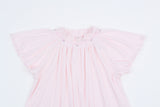 Flutter Sleeve Smocked Rib Day Gown, Blush
