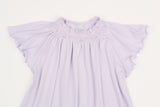 Flutter Sleeve Smocked Rib Day Gown, Lavender