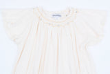 Flutter Sleeve Smocked Rib Day Gown, Ecru