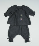 Ruffle Sleeve Pixie Top, Anthracite