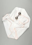 Classic Heirloom Swaddle, White with Pink Stitching and Lace
