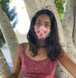 "Be Safe. Be Kind" Printed Heirloom Mask - Watercolor Floral, Rouge