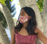 "Be Safe. Be Kind" Printed Heirloom Mask - Watercolor Floral, Rouge