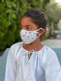 "Be Safe. Be Kind" Printed Heirloom Mask - Vintage Rose, Blue