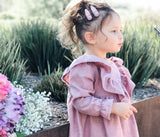 Handmade Barrette with Butterfly and Flower, Dusty Rose