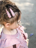 Handmade Barrette with Butterfly and Flower, Dusty Rose