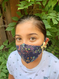 "Be Safe. Be Kind" Printed Heirloom Mask - Botanical Garden, Navy