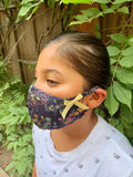 "Be Safe. Be Kind" Printed Heirloom Mask - Botanical Garden, Navy