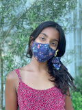 "Be Safe. Be Kind" Printed Heirloom Mask - Botanical Garden, Navy