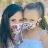 "Be Safe. Be Kind" Printed Heirloom Mask, Adjustable - Ruby Wildflower