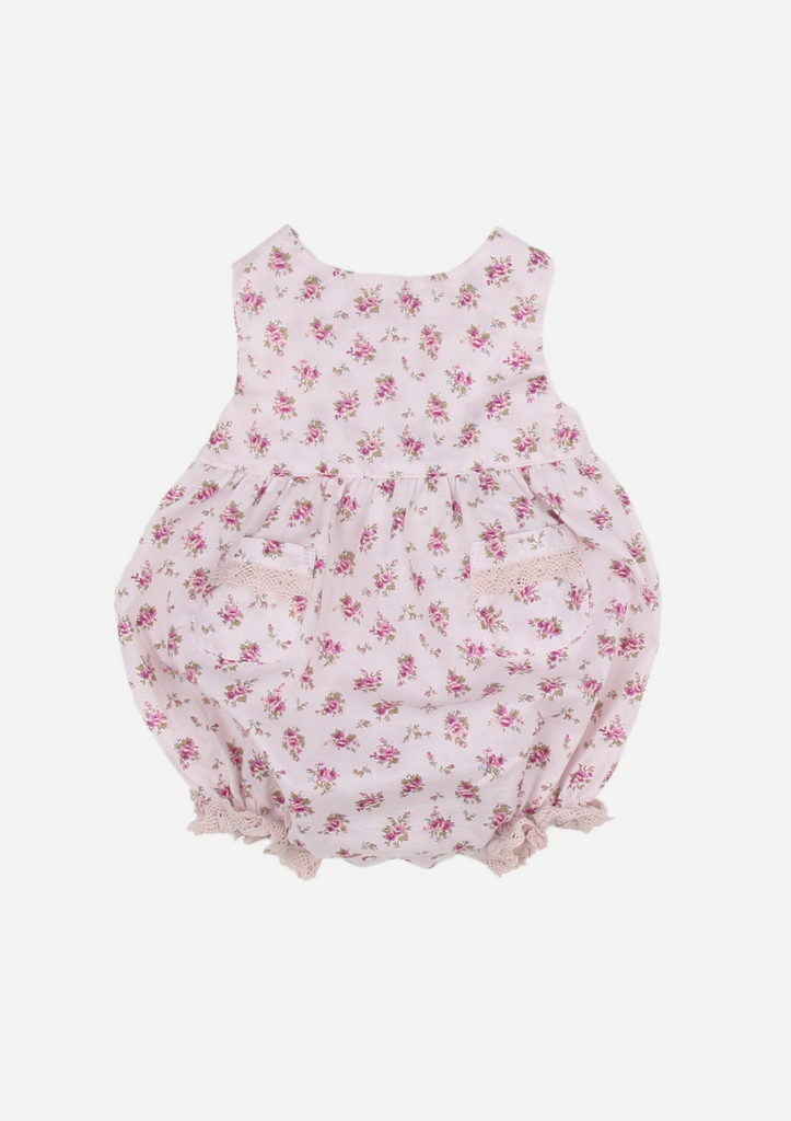 Ruffles and Lace Romper, Mauve Floral
