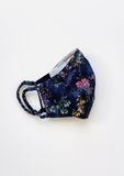 "Be Safe. Be Kind" Printed Heirloom Mask - Botanical Garden, Navy