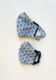 "Be Safe. Be Kind" Printed Heirloom Mask - Navy Diamond