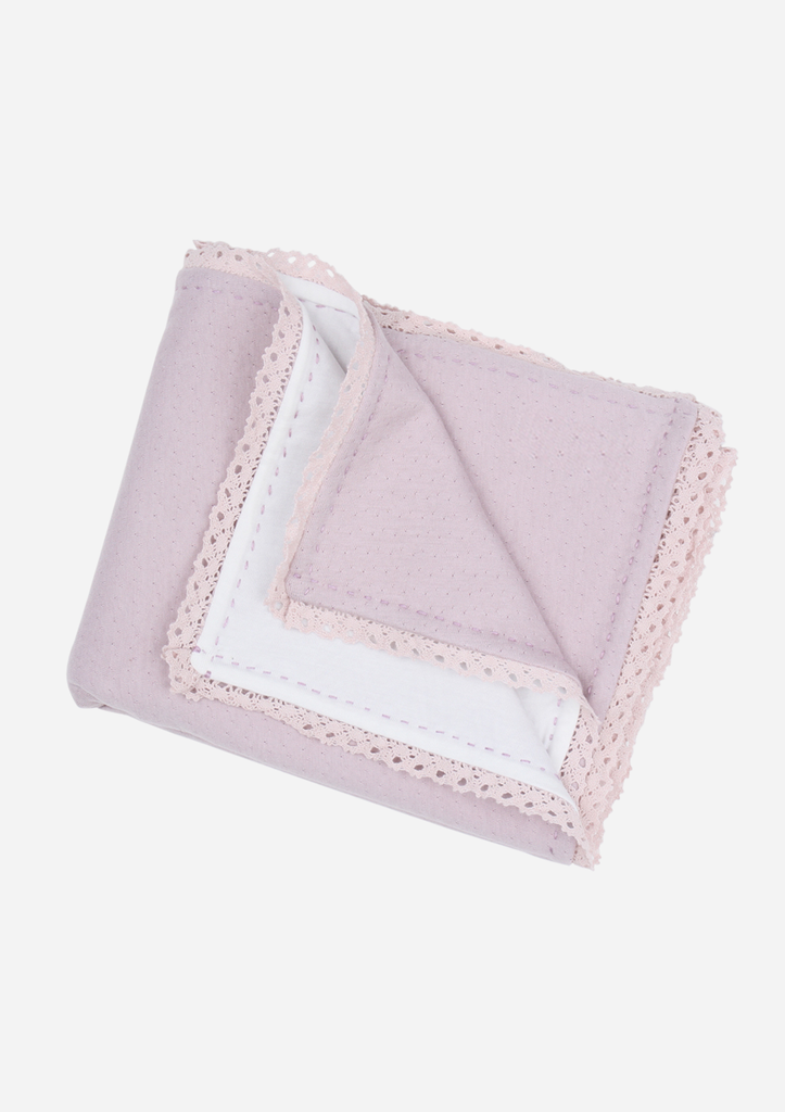 Modern Heirloom Blanket, Dusty Purple with Dusty Purple Lace