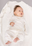 Modern Heirloom Blanket, White with White Lace