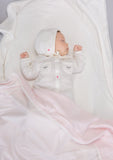 Modern Heirloom Blanket, Blush with White Lace