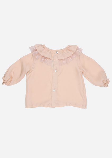 peach ruffle blouse