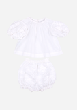 Ribbon Appliquéd Top & Bloomer, White