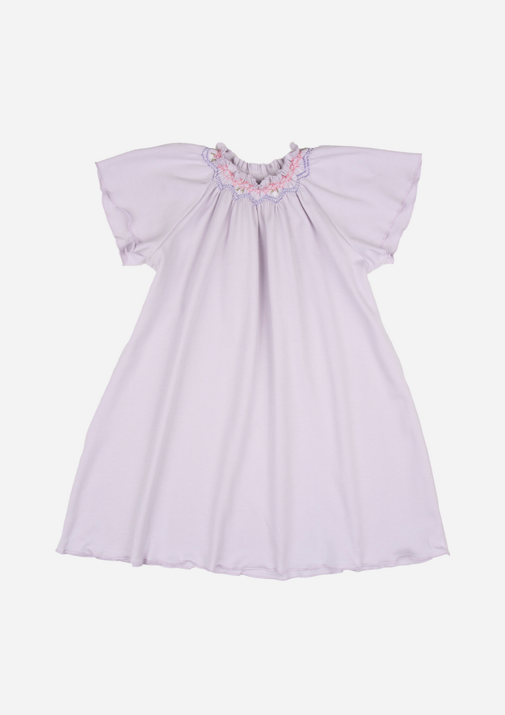 Flutter Sleeve Smocked Day Gown, Lavender