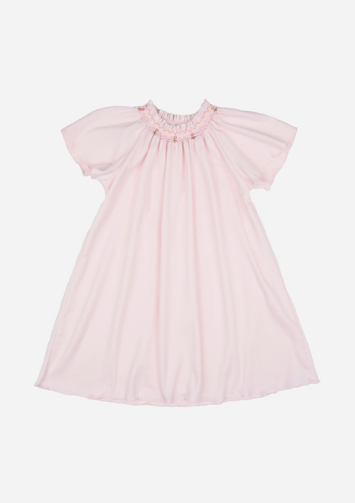 Flutter Sleeve Smocked Day Gown, Blush