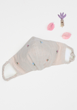 "Be Safe. Be Kind" Hand Embroidered Heirloom Mask - Scattered Roses, Nude