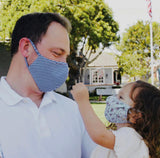 "Be Safe. Be Kind" Printed Heirloom Mask - Navy Diamond