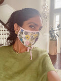 "Be Safe. Be Kind" Printed Heirloom Mask, Adjustable - Botanical Garden, Navy