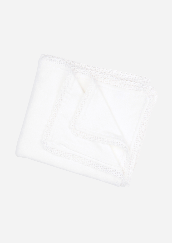 Modern Heirloom Blanket, White with White Lace