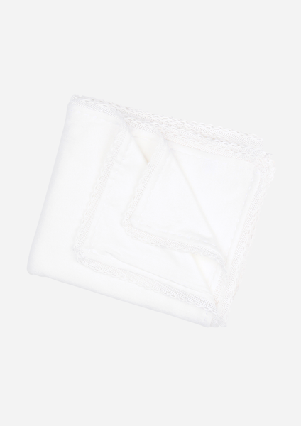 Modern Heirloom Blanket, White with White Lace