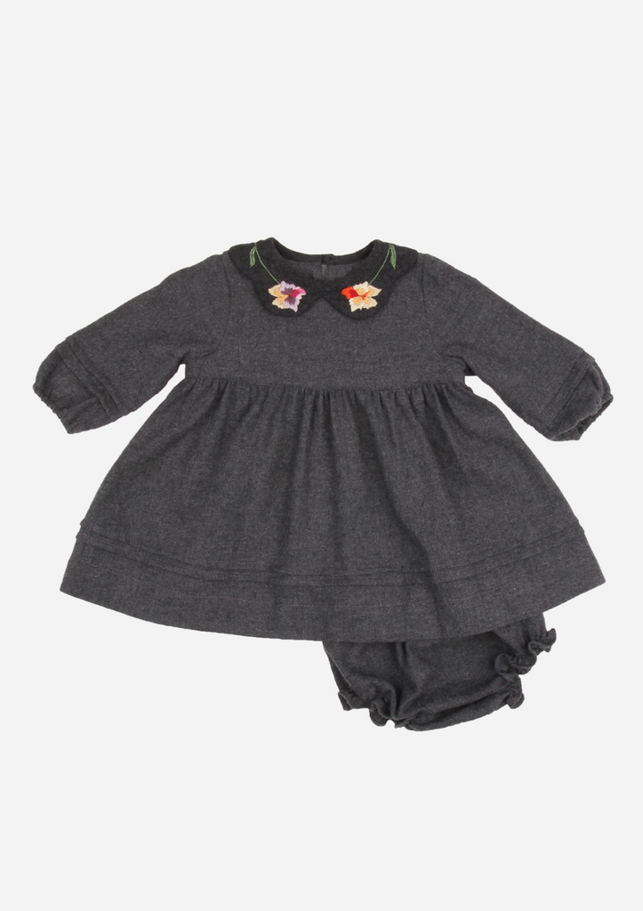 Peonies Heirloom Dress, Charcoal