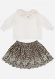 Embroidered Skirt, Bark Floral