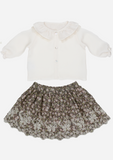 Embroidered Skirt, Bark Floral