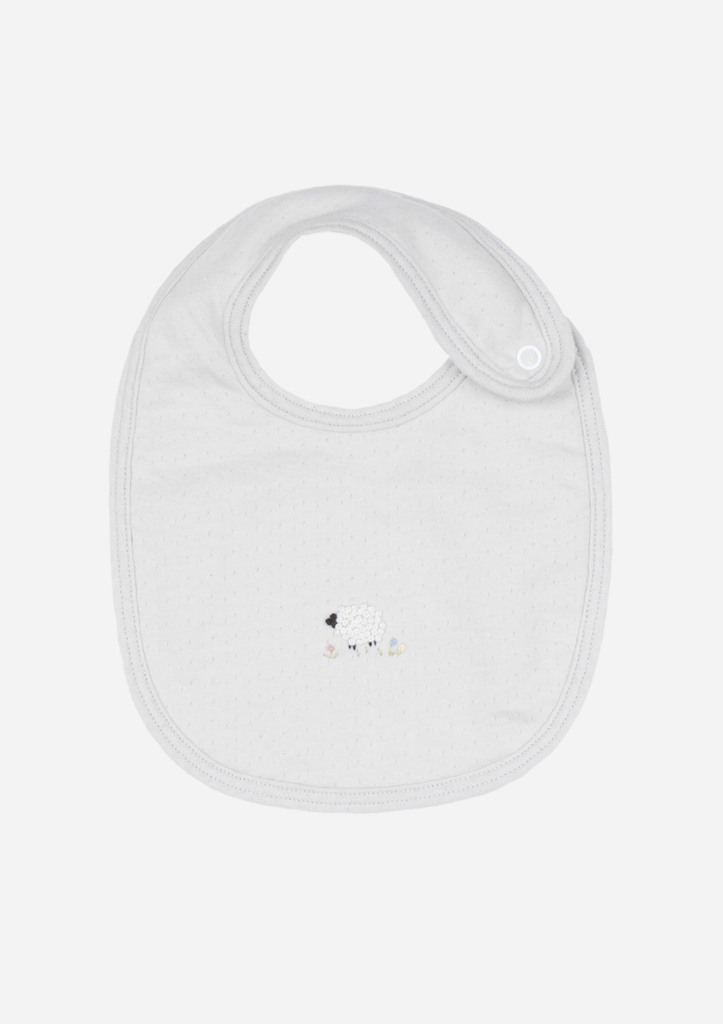 Fluffy Sheep Bib, Dove Grey