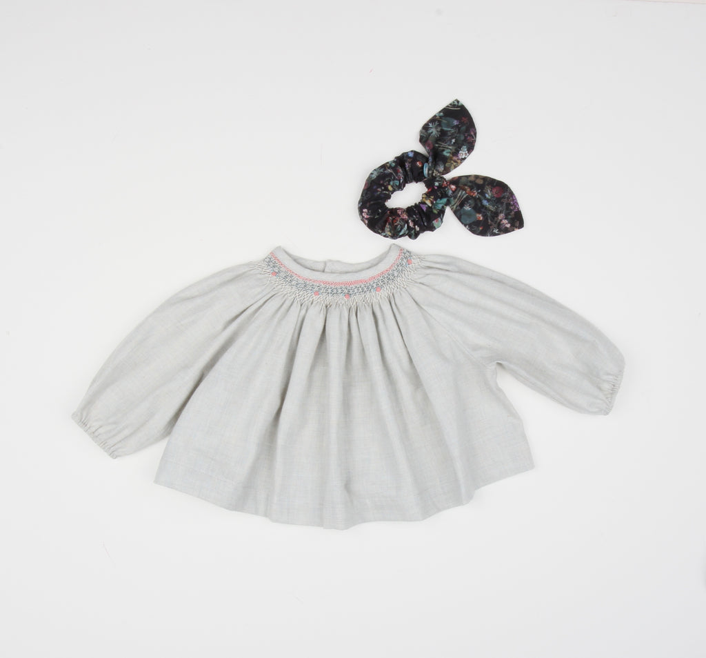 Long Sleeve Smocked Top, Powder Blue